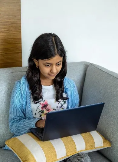 Indian Student taking online classes